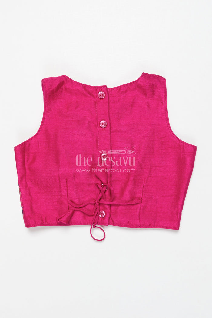 The Nesavu Girls Lehenga Choli Girls Lehenga for Weddings and Traditional Celebrations Nesavu Nesavu girls lehenga choli in chinon silk for weddings and festive occasions with designer yoke