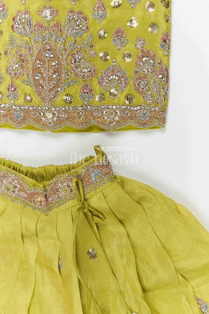 The Nesavu Girls Ethnic Lehenga Girls Lehenga Set for Weddings and Festive Celebrations for Events Nesavu Nesavu girls festive lehenga set for weddings and celebrations viscose silk outfit with designer embroidery