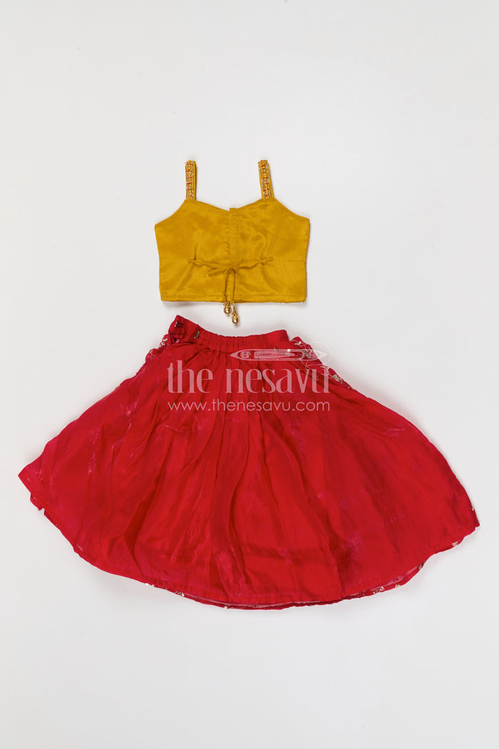 The Nesavu Girls Fancy Lehenga Girls Lehenga Set for Weddings and Festive Celebrations Nesavu Nesavu girls festive lehenga set for weddings and celebrations viscose silk outfit with designer yoke