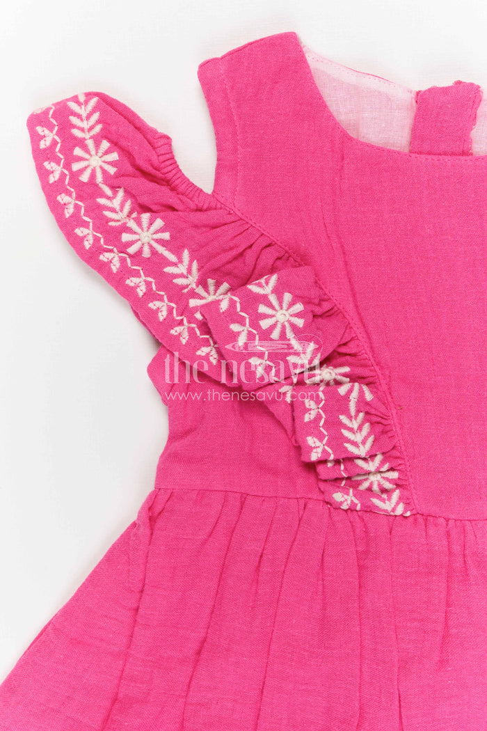 The Nesavu Girls Cotton Frock Girls Muslin Cotton Embroidered Frock for Festive Celebrations and Birthday Parties Nesavu Nesavu Girls Muslin Cotton Embroidered Frock For Birthday Celebrations And Festive Outings