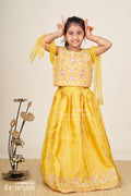 The Nesavu Girls Lehenga Choli Girls mustard yellow lehenga choli for weddings and festive celebrations Nesavu 16 (1Y) / Yellow GL760A-16 Nesavu girls embroidered lehenga choli mustard yellow weddings festivals