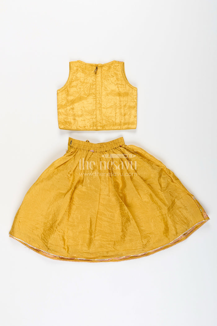 The Nesavu Girls Lehenga Choli Girls Mustard Yellow Lehenga Choli for Weddings and Festive Celebrations Nesavu Nesavu girls embroidered lehenga choli mustard yellow weddings festivals