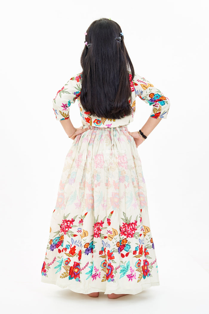 The Nesavu Girls Lehenga Choli Girls Off White Lehenga for Wedding with Floral Embroidery and Beaded Choli Nesavu Nesavu Girls Off White Lehenga Wedding Floral Embroidery Beaded Choli