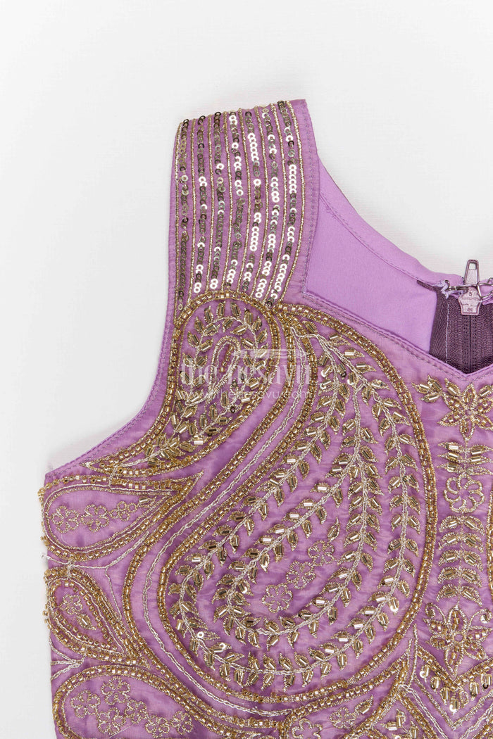 The Nesavu Girls Sharara / Plazo Set Girls Organza Sharara Set for Wedding Celebrations Nesavu Nesavu Girls Glaze Organza Sharara Set With Designer Embroidery For Weddings And Festive Occasions