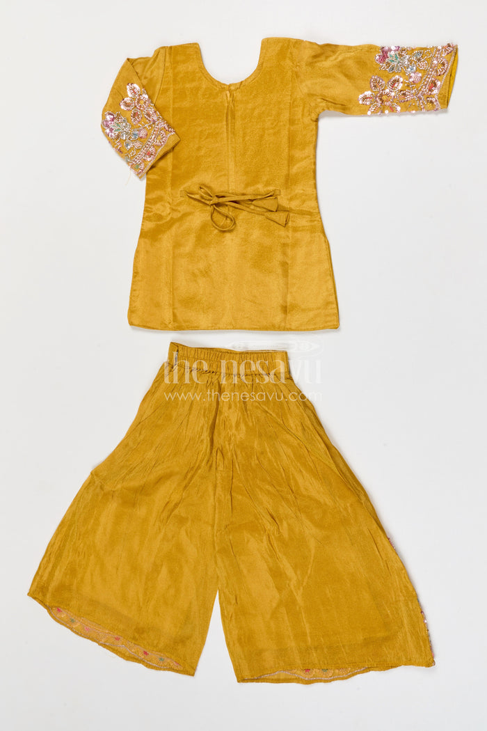 The Nesavu Girls Sharara / Plazo Set Girls Organza Sharara Set for Weddings and Festive Occasions Nesavu Nesavu girls sharara set for weddings and festive celebrations viscose silk designer embroidered outfit