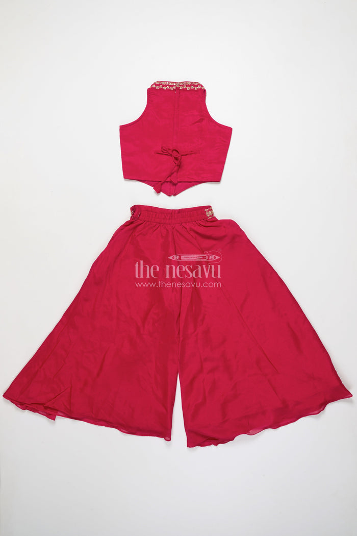 The Nesavu Girls Sharara / Plazo Set Girls Palazzo Set for Festive Celebrations and School Ethnic Days Nesavu Nesavu girls palazzo set festive sleeveless kurti weddings school ethnic functions