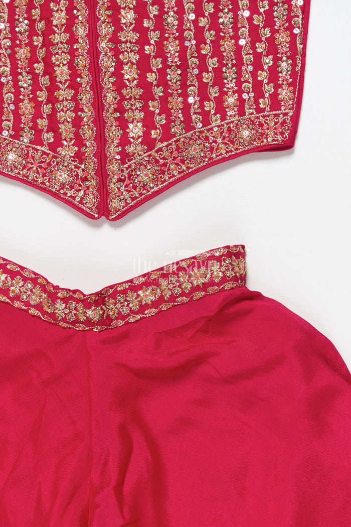 The Nesavu Girls Sharara / Plazo Set Girls Palazzo Set for Festive Celebrations and School Ethnic Days Nesavu Nesavu girls palazzo set festive sleeveless kurti weddings school ethnic functions