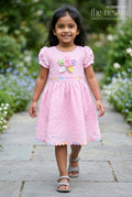 The Nesavu Girls Cotton Frock Girls Party Frock for Birthdays and Playful Celebrations Nesavu 20 (3Y) / Pink / Cotton Blend GFC2125B-20 Nesavu Girls Birthday Party Frock With Thread Embroidery And Comfortable Cotton Blend Fabric