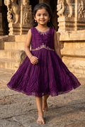 The Nesavu Silk Frock Girls Party Frock for Birthdays and Special Celebration Nesavu 18 (2Y) / Purple / Georgette SF1139B-18 Nesavu girls silk party frock with georgette embroidered jacket for birthdays and celebrations