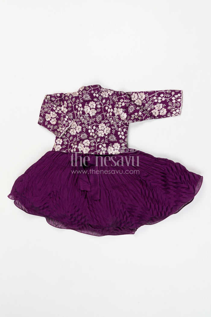The Nesavu Silk Frock Girls Party Frock for Birthdays and Special Celebration Nesavu Nesavu girls silk party frock with georgette embroidered jacket for birthdays and celebrations