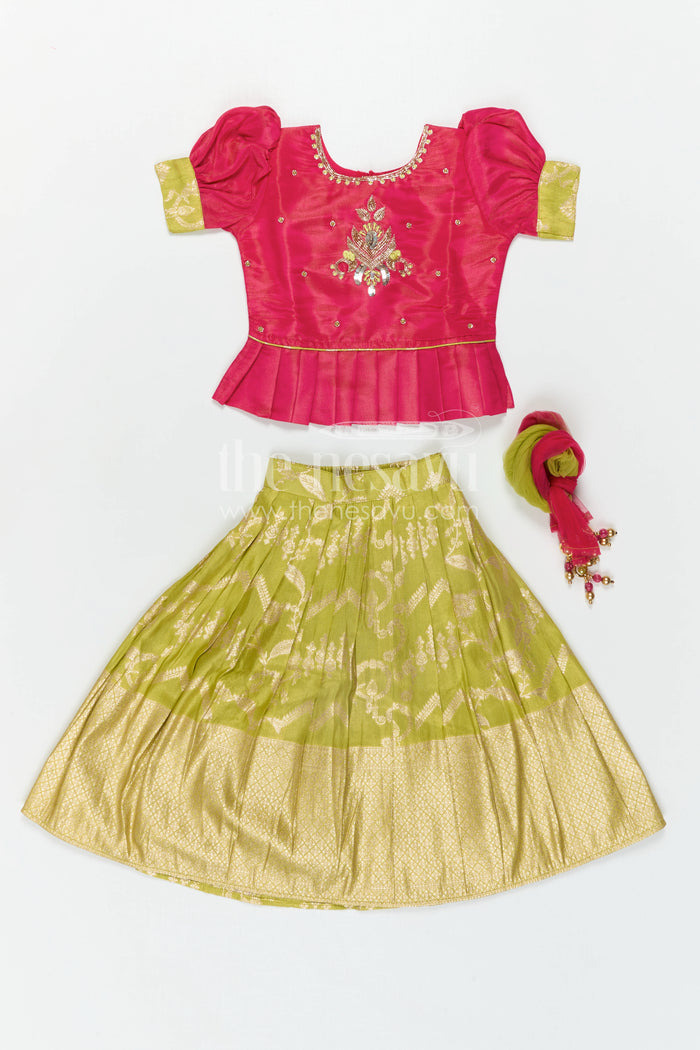 Girls Pattu Pavadai for Festivals and Traditional Celebrations