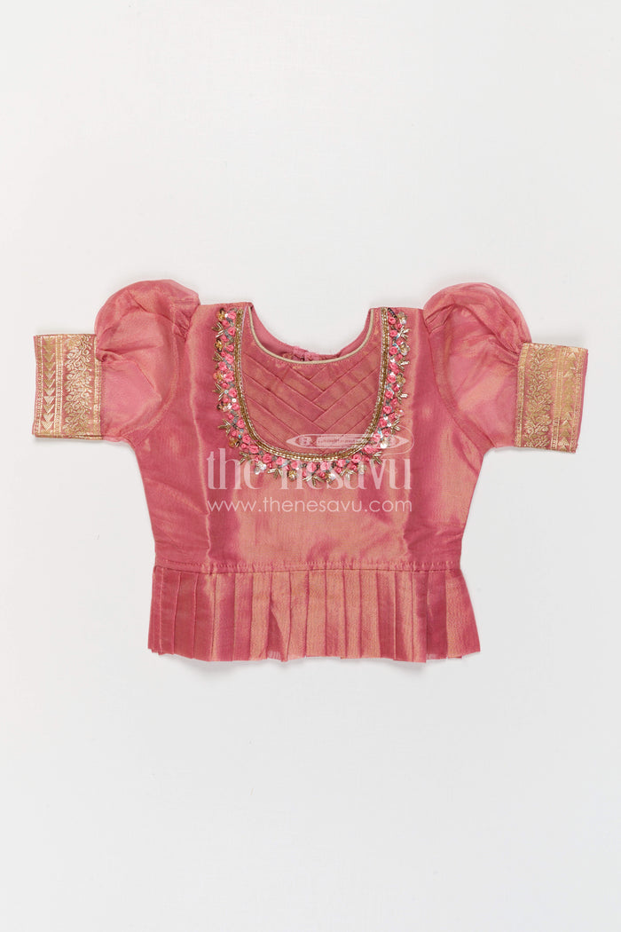 The Nesavu Pattu Pavadai Girls Pattu Pavadai for Festive Celebrations and Family Functions Nesavu Nesavu Girls Pattu Pavadai For Festive Occasions With Blend Silk And Tissue Bottom Traditional Outfit