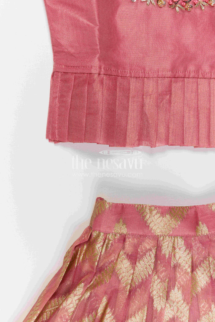 The Nesavu Pattu Pavadai Girls Pattu Pavadai for Festive Celebrations and Family Functions Nesavu Nesavu Girls Pattu Pavadai For Festive Occasions With Blend Silk And Tissue Bottom Traditional Outfit