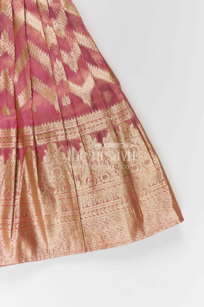 The Nesavu Pattu Pavadai Girls Pattu Pavadai for Festive Celebrations and Family Functions Nesavu Nesavu Girls Pattu Pavadai For Festive Occasions With Blend Silk And Tissue Bottom Traditional Outfit