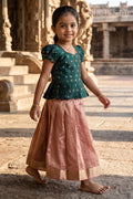 The Nesavu Pattu Pavadai Girls Pattu Pavadai for Festive Functions and Temple Celebrations Nesavu 18 (2Y) / Green / Semi Banarasi GPP384A-18 Nesavu Girls Pattu Pavadai For Festive Functions And Temple Celebrations With Semi Banaras Art Silk Design