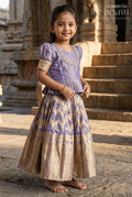 The Nesavu Pattu Pavadai Girls Pattu Pavadai for Festive Occasions and Family Functions Nesavu 16 (1Y) / Purple / Silk GPP379A-16 Nesavu Girls Pattu Pavadai For Festive Occasions With Blend Silk And Tissue Skirt Traditional Design