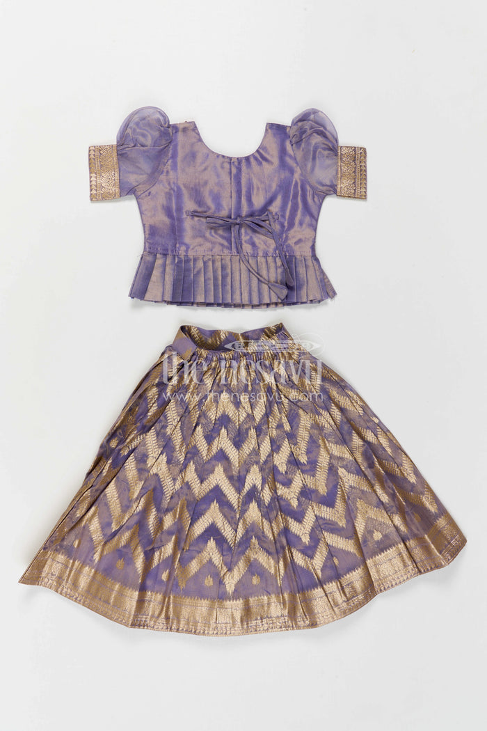 The Nesavu Pattu Pavadai Girls Pattu Pavadai for Festive Occasions and Family Functions Nesavu Nesavu Girls Pattu Pavadai For Festive Occasions With Blend Silk And Tissue Skirt Traditional Design