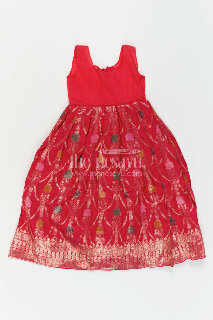 The Nesavu Pattu Pavadai Girls Pattu Pavadai for Temple Visits and Festive Dressing Nesavu Nesavu Girls Pattu Pavadai For Temple Visits And Festive Dressing With Semi Banaras Silk And Traditional Design