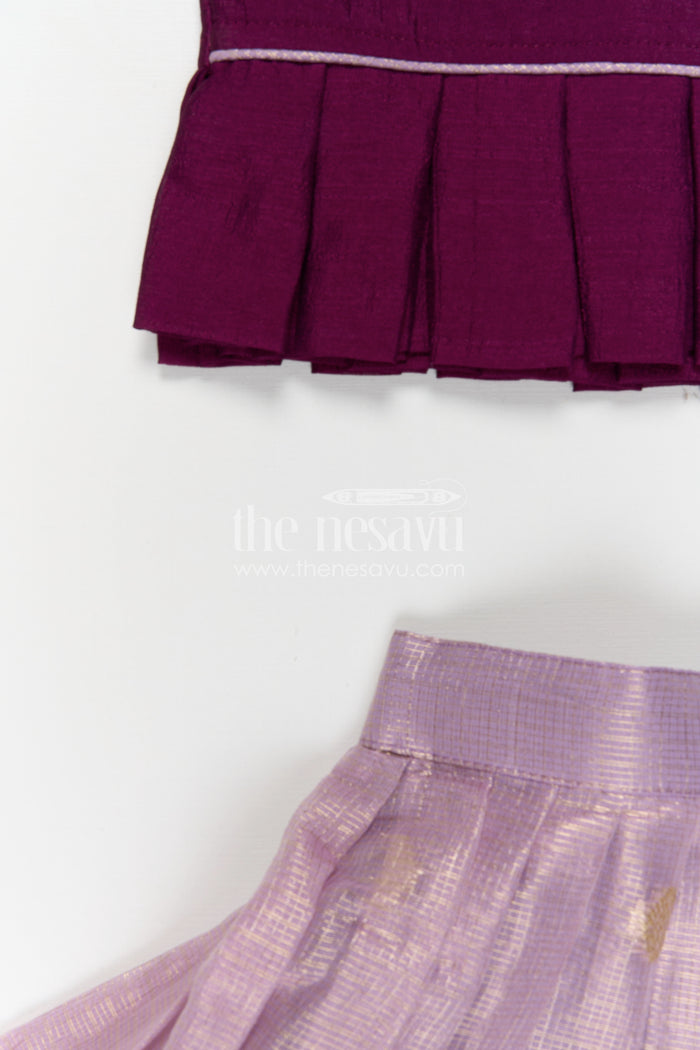 The Nesavu Pattu Pavadai Girls Pattu Pavadai for Weddings and Traditional Celebrations Nesavu Nesavu Girls Pattu Pavadai For Weddings With Blend Silk And Tissue Bottom Festive Traditional Design