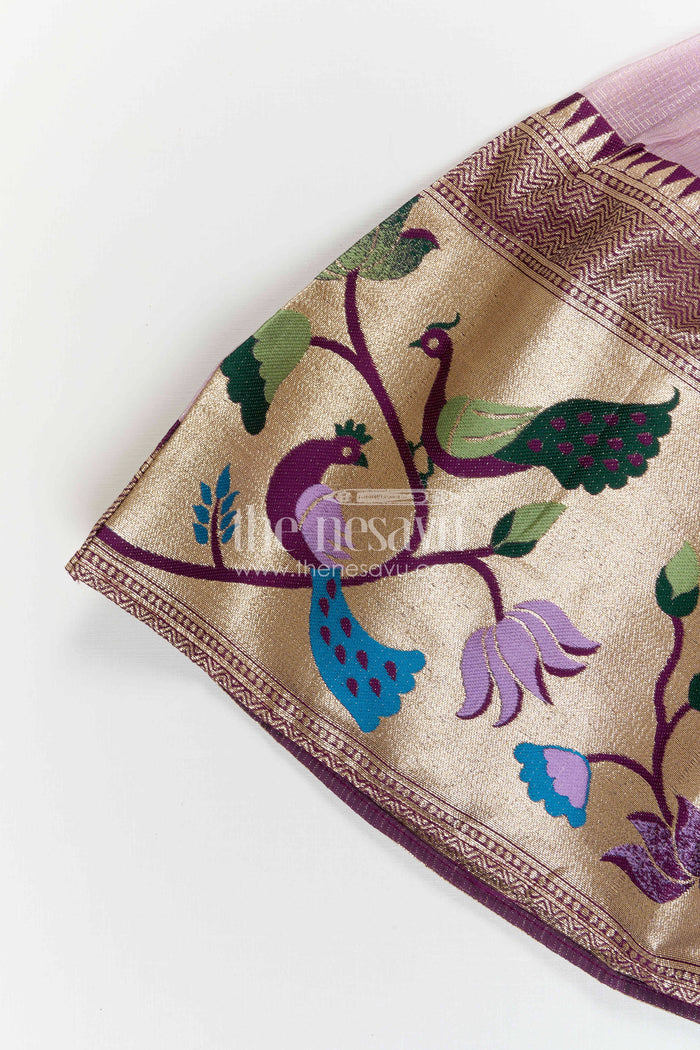 The Nesavu Pattu Pavadai Girls Pattu Pavadai for Weddings and Traditional Celebrations Nesavu Nesavu Girls Pattu Pavadai For Weddings With Blend Silk And Tissue Bottom Festive Traditional Design