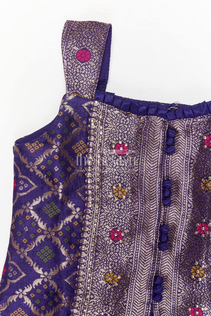 The Nesavu Girls Sharara / Plazo Set Girls Plazo Set with Mirror Work Blouse for Weddings and Festive Occasions Nesavu Nesavu girls plazo set with embroidered mirror blouse and dupatta for weddings and festive events