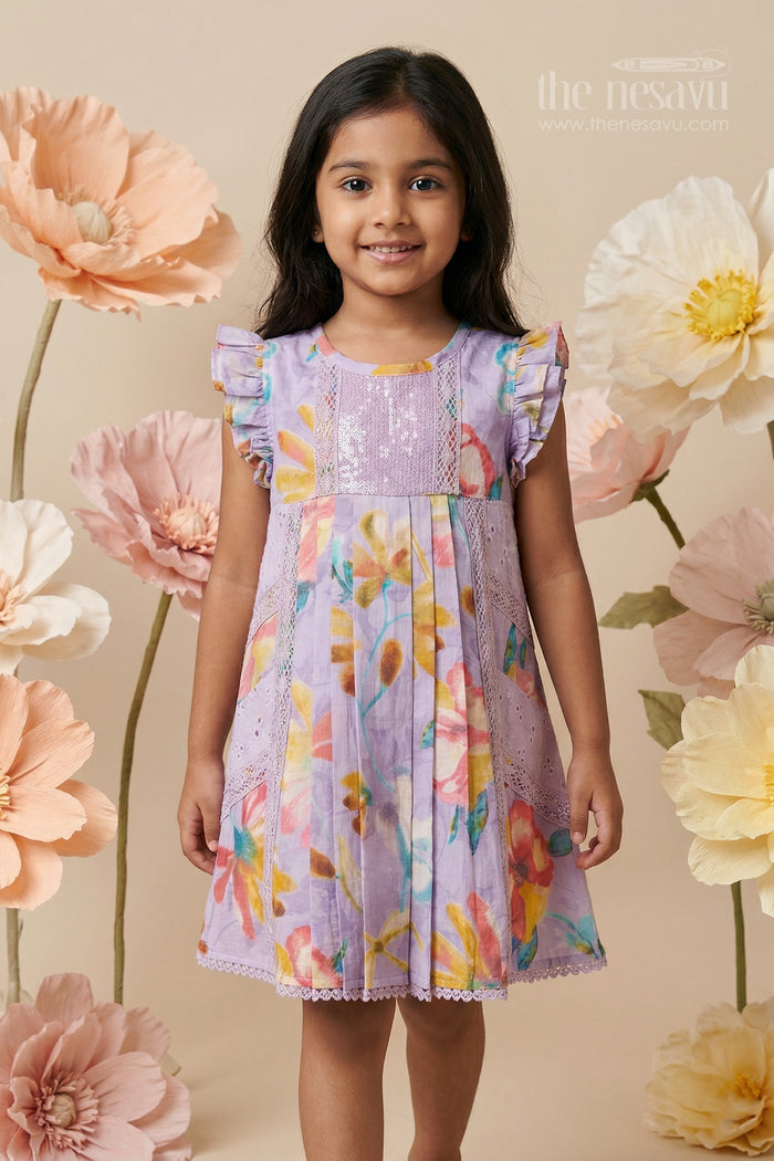 The Nesavu Girls Cotton Frock Girls Printed Cotton Frock for Playdates and Everyday Summer Comfort Nesavu 14 (6M) / Purple / Cotton GFC2147A-14 Nesavu Girls Cotton Digital Print Frock For Playdates Casual Outings And Everyday Kids Wear