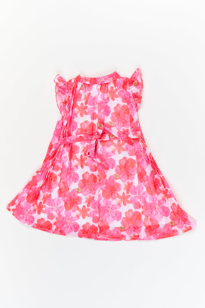 The Nesavu Girls Fancy Frock Girls Printed Frock for Twirling and Festive Photoshoots Nesavu Nesavu girls digital floral georgette frock for twirling, birthdays, and festive outings