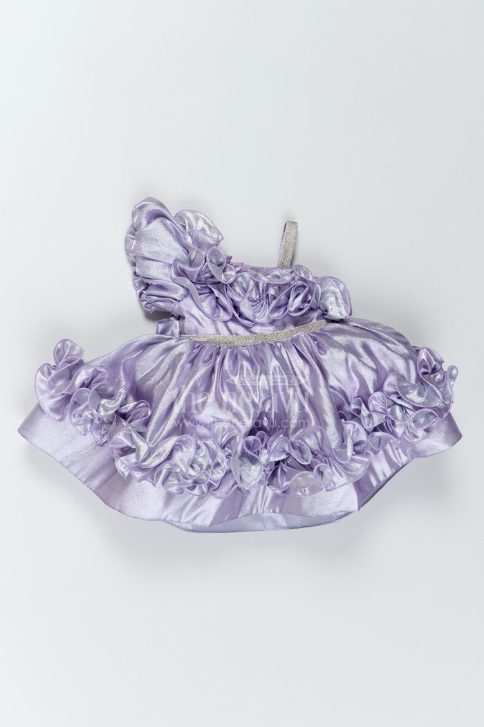 The Nesavu Girls Fancy Party Frock Girls Ruffle Satin Frock for Dance Parties and Birthday Celebrations Nesavu 16 (1Y) / Purple / Satin PF332A-16 Nesavu Girls Ruffle Satin Frock For Dance Parties Birthdays Receptions And Special Family Celebrations