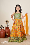 The Nesavu Girls Lehenga Choli Girls Semi Silk green lehenga wedding Set with Mirror Embroidery and Printed Skirt for Festive Style Nesavu 18 (2Y) / Green GL653A-18 Nesavu Girls Semi Silk Mirror Embroidered Choli Set Printed Skirt green lehenga wedding Look
