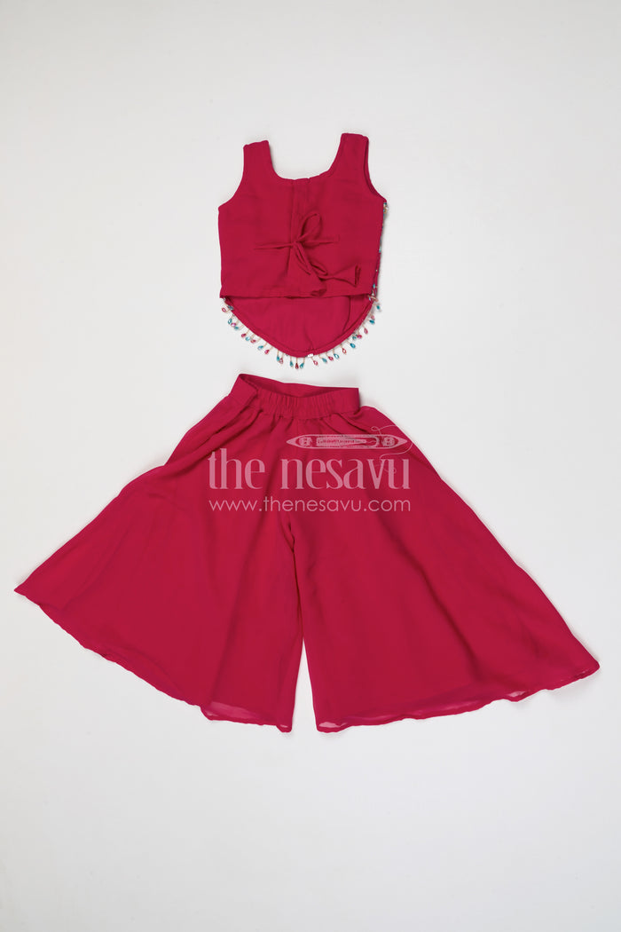 The Nesavu Girls Sharara / Plazo Set Girls Sharara for Festive Celebrations and Family Events Nesavu Nesavu girls sharara set for festive celebrations and weddings georgette outfit with designer yoke