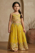 The Nesavu Girls Sharara / Plazo Set Girls Sharara for Festive Celebrations and Wedding Functions Nesavu 18 (2Y) / Yellow / Georgette GPS996B-18 Nesavu girls georgette sharara set with designer embroidered yoke for weddings and festive occasions