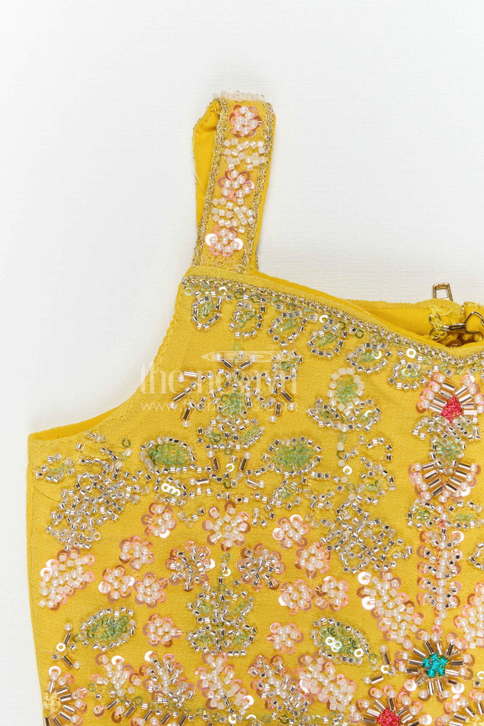 The Nesavu Girls Sharara / Plazo Set Girls Sharara for Festive Celebrations and Wedding Functions Nesavu Nesavu girls georgette sharara set with designer embroidered yoke for weddings and festive occasions