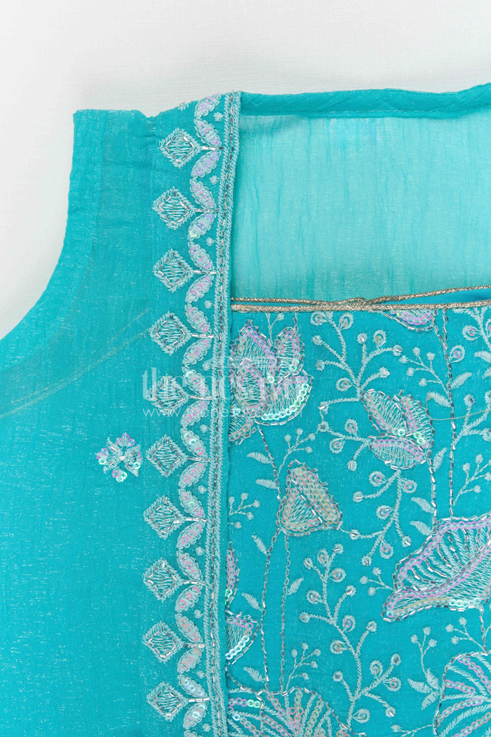 The Nesavu Girls Sharara / Plazo Set Girls Sharara Palazzo Set for Festive Functions and Wedding Events Nesavu Nesavu girls silk crepe sharara palazzo set with designer embroidery for weddings and festive occasions