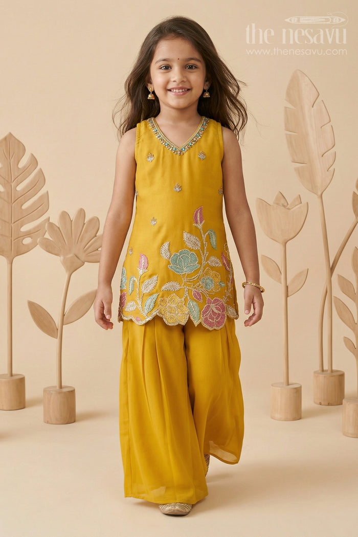 Girls Sharara Palazzo Set for Wedding Celebrations and Festive Occasions
