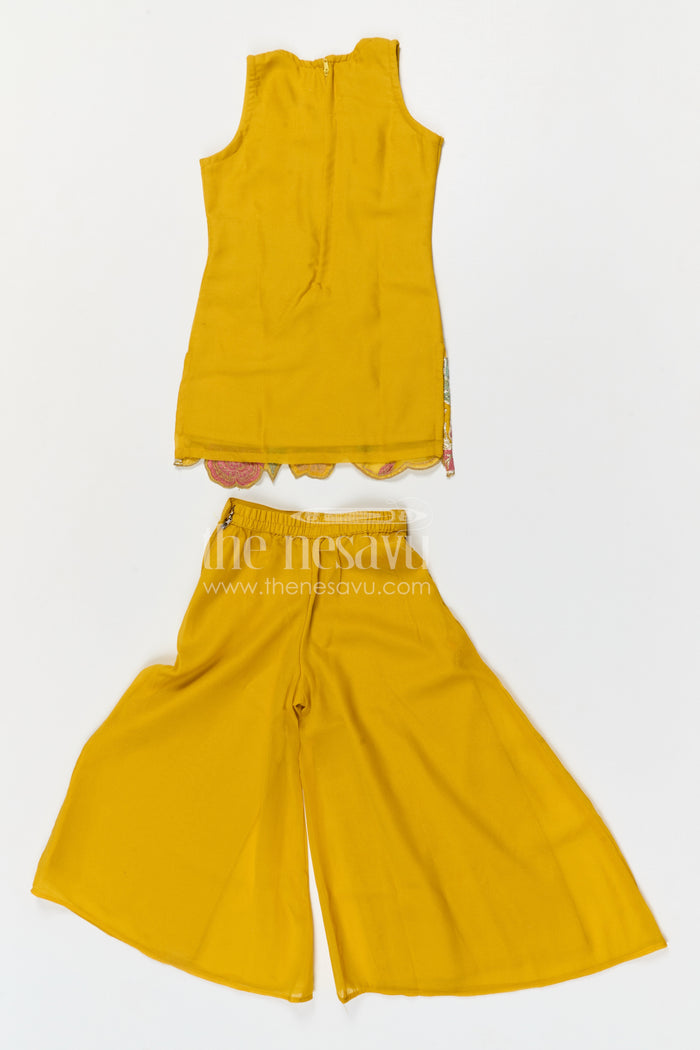 The Nesavu Girls Sharara / Plazo Set Girls Sharara Palazzo Set for Wedding Celebrations and Festive Occasions Nesavu Nesavu girls georgette sharara palazzo set with designer embroidered yoke for weddings and festive occasions