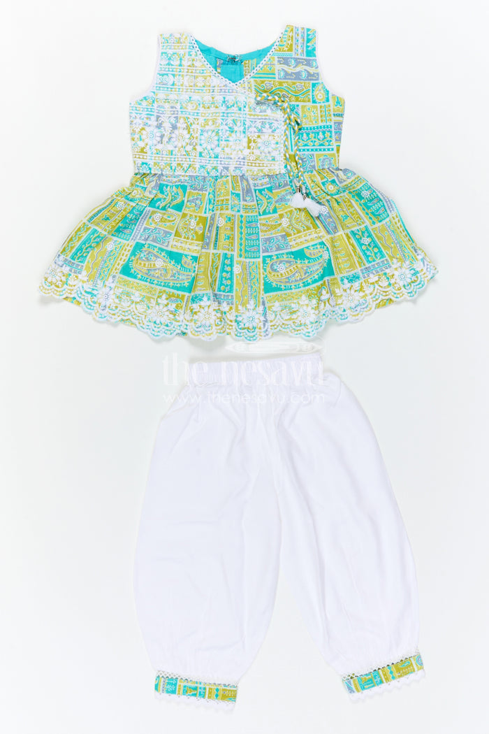The Nesavu Girls Sharara / Plazo Set Girls Sharara Set for Casual Festive Wear and Outings Nesavu Nesavu Girls Cotton Sharara Set With Digital Print For Casual Festive Wear And Daily Comfort Outfit