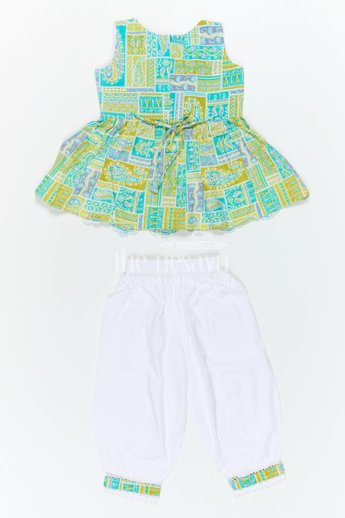 The Nesavu Girls Sharara / Plazo Set Girls Sharara Set for Casual Festive Wear and Outings Nesavu Nesavu Girls Cotton Sharara Set With Digital Print For Casual Festive Wear And Daily Comfort Outfit