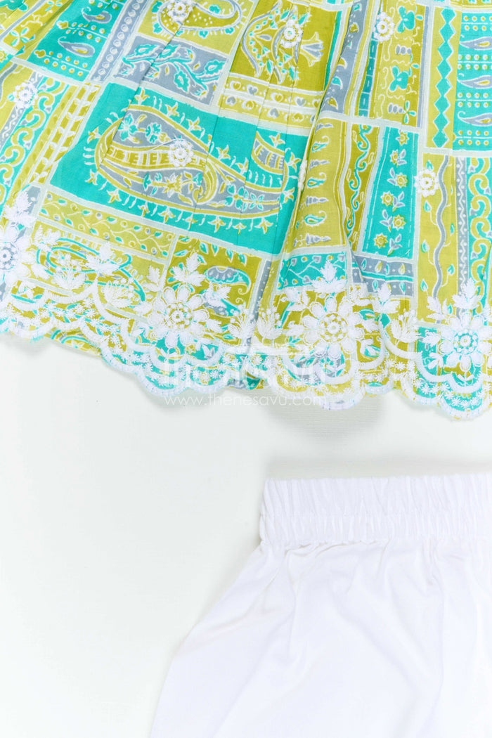 The Nesavu Girls Sharara / Plazo Set Girls Sharara Set for Casual Festive Wear and Outings Nesavu Nesavu Girls Cotton Sharara Set With Digital Print For Casual Festive Wear And Daily Comfort Outfit
