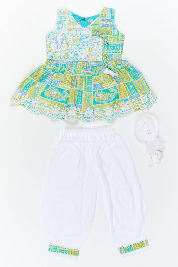 The Nesavu Girls Sharara / Plazo Set Girls Sharara Set for Casual Festive Wear and Outings Nesavu Nesavu Girls Cotton Sharara Set With Digital Print For Casual Festive Wear And Daily Comfort Outfit