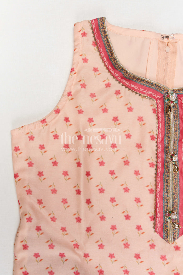 The Nesavu Girls Sharara / Plazo Set Girls Sharara Set for Family Gatherings and Festive Outings Nesavu Nesavu Girls Sharara Set For Festive Outings With Georgette Digital Print And Comfortable Flared Design