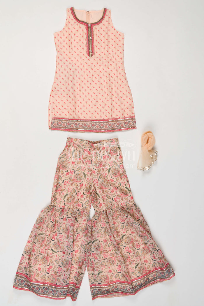 The Nesavu Girls Sharara / Plazo Set Girls Sharara Set for Family Gatherings and Festive Outings Nesavu Nesavu Girls Sharara Set For Festive Outings With Georgette Digital Print And Comfortable Flared Design