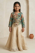 The Nesavu Girls Sharara / Plazo Set Girls Sharara Set for Festive Celebrations and Party Celebrations Nesavu 16 (1Y) / Green / Organza Tissue GPS999A-16 Nesavu girls sharara set for festive celebrations and weddings with embroidered designer yoke