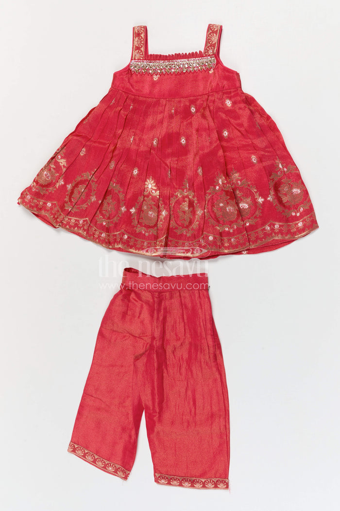 The Nesavu Girls Sharara / Plazo Set Girls Sharara Set for Festive Celebrations and Traditional Family Functions Nesavu Nesavu girls viscose silk sharara set with designer embroidery for festive and wedding celebrations