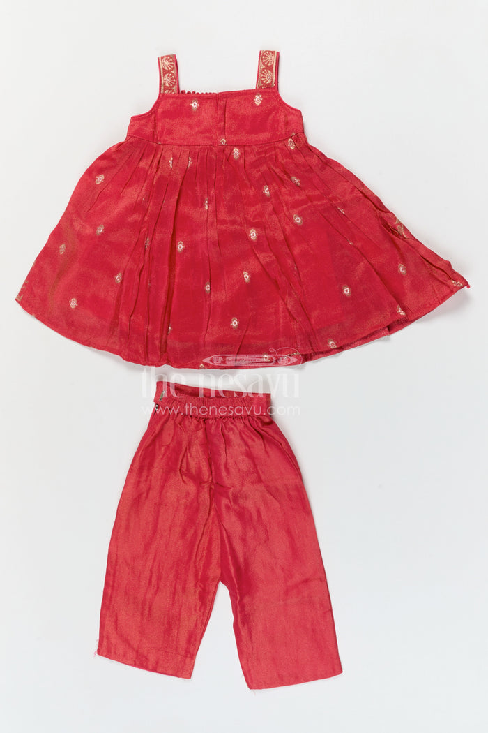 The Nesavu Girls Sharara / Plazo Set Girls Sharara Set for Festive Celebrations and Traditional Family Functions Nesavu Nesavu girls viscose silk sharara set with designer embroidery for festive and wedding celebrations