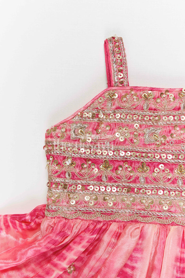 The Nesavu Girls Sharara / Plazo Set Girls Sharara Set for Festive Celebrations and Wedding Occasional Events Nesavu Nesavu girls crepe silk sharara set with designer embroidered yoke for weddings and festive celebrations