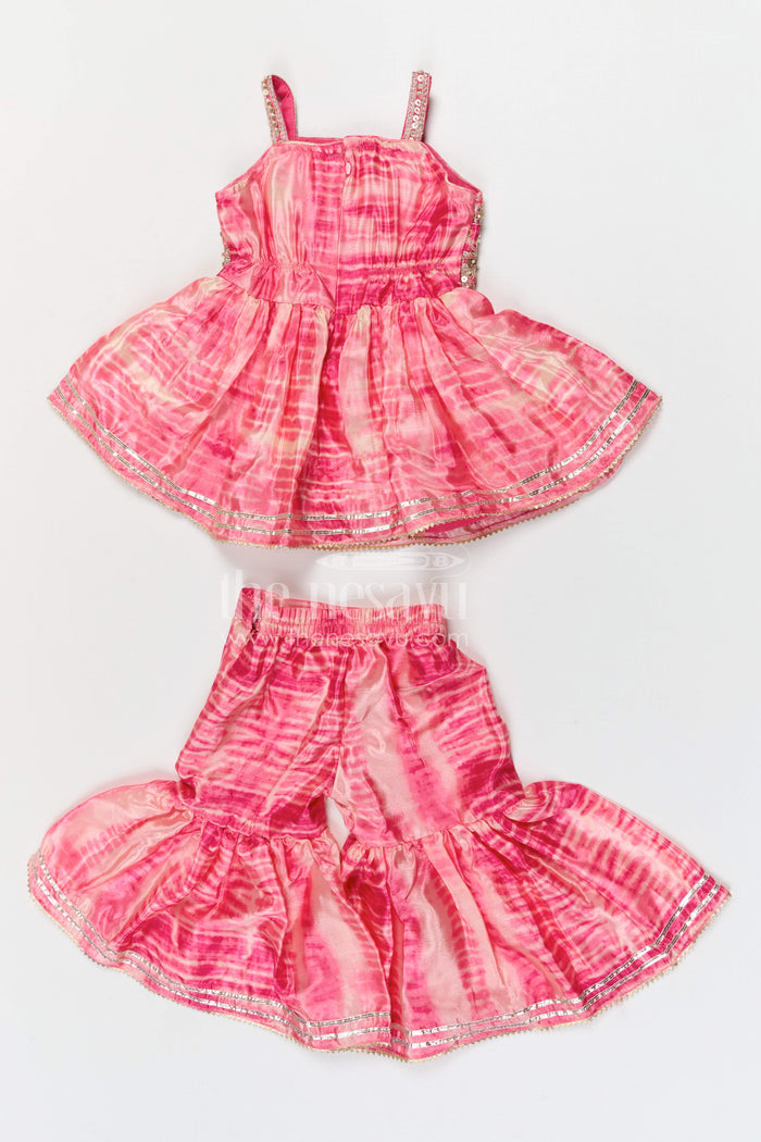 The Nesavu Girls Sharara / Plazo Set Girls Sharara Set for Festive Celebrations and Wedding Occasional Events Nesavu Nesavu girls crepe silk sharara set with designer embroidered yoke for weddings and festive celebrations