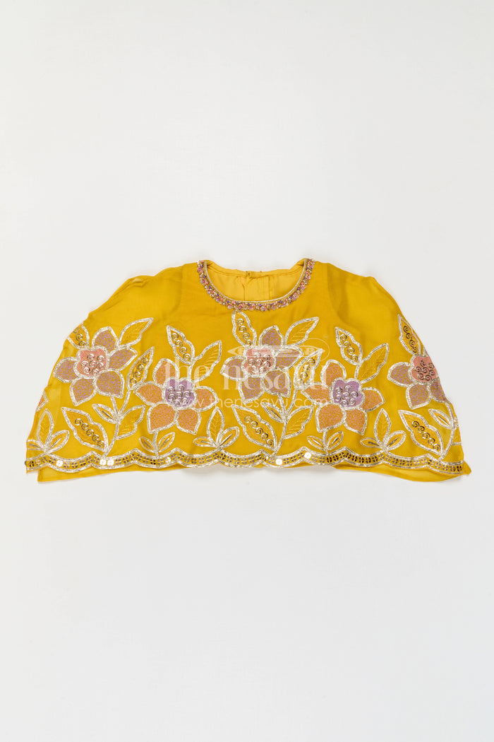 The Nesavu Girls Sharara / Plazo Set Girls Sharara Set for Festive Functions and Wedding Events Nesavu Nesavu Girls Sharara Set For Festive Functions With Georgette And Sequence Embroidery Design
