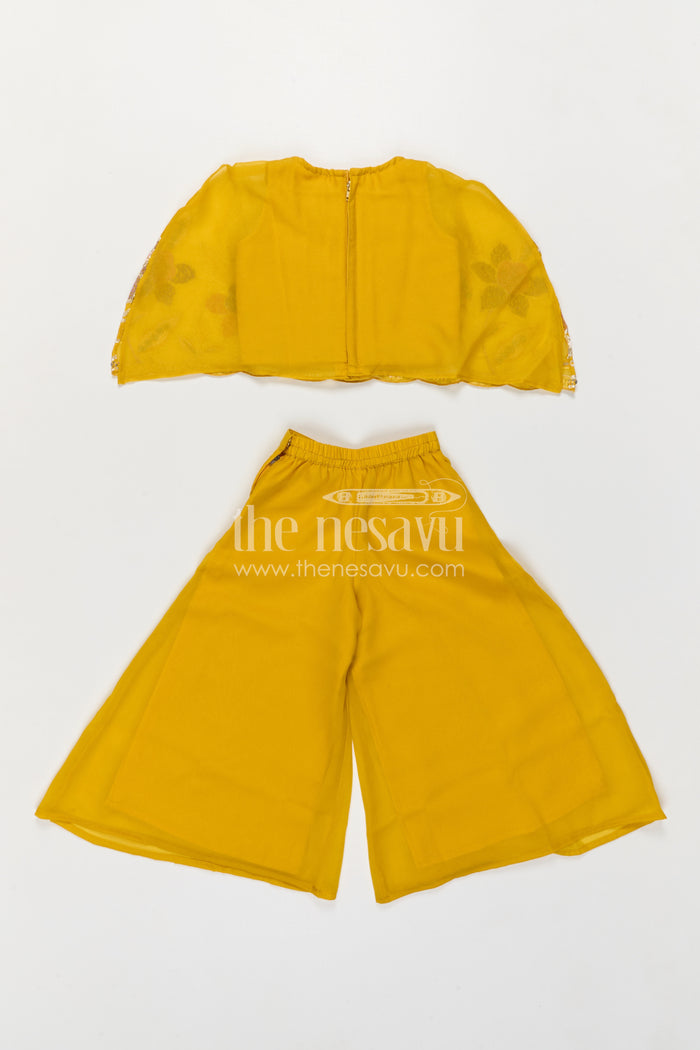 The Nesavu Girls Sharara / Plazo Set Girls Sharara Set for Festive Functions and Wedding Events Nesavu Nesavu Girls Sharara Set For Festive Functions With Georgette And Sequence Embroidery Design