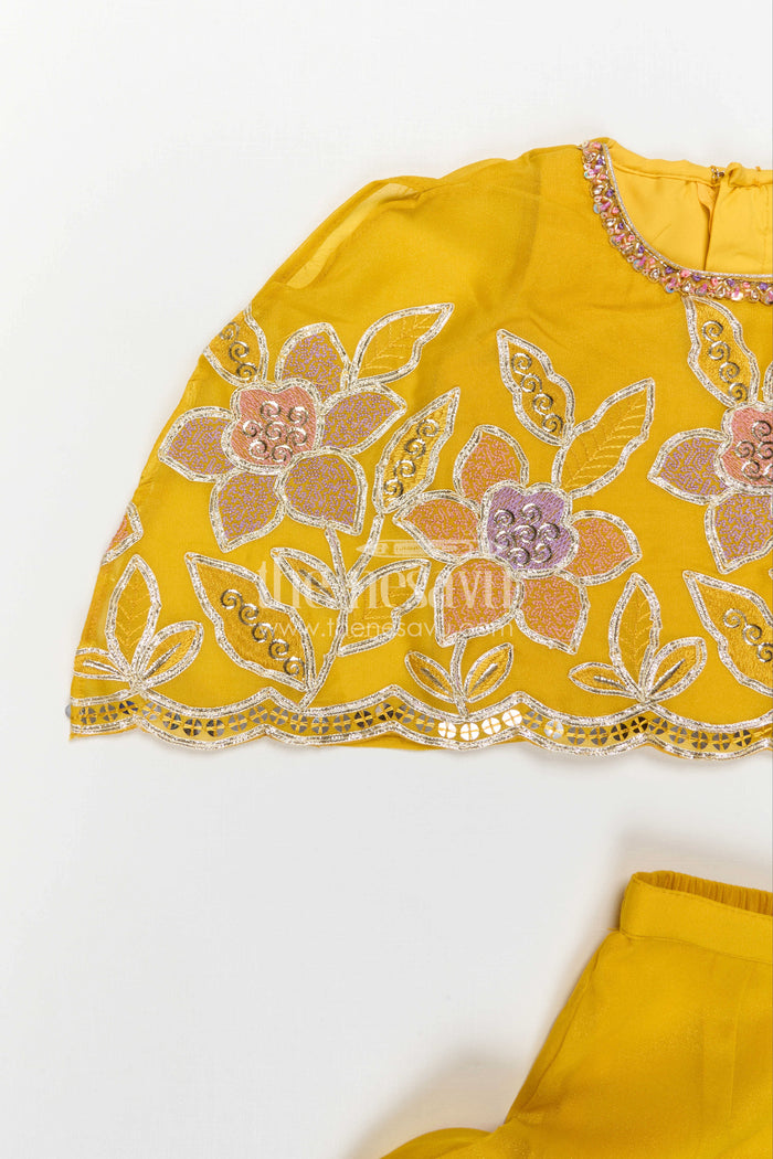 The Nesavu Girls Sharara / Plazo Set Girls Sharara Set for Festive Functions and Wedding Events Nesavu Nesavu Girls Sharara Set For Festive Functions With Georgette And Sequence Embroidery Design