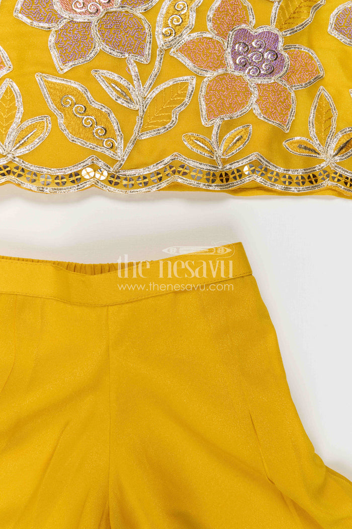 The Nesavu Girls Sharara / Plazo Set Girls Sharara Set for Festive Functions and Wedding Events Nesavu Nesavu Girls Sharara Set For Festive Functions With Georgette And Sequence Embroidery Design